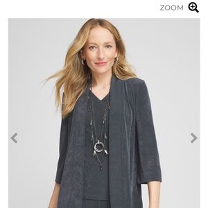 Chico's Travelers Slate Gray Knit Open-Front Blazer size 1